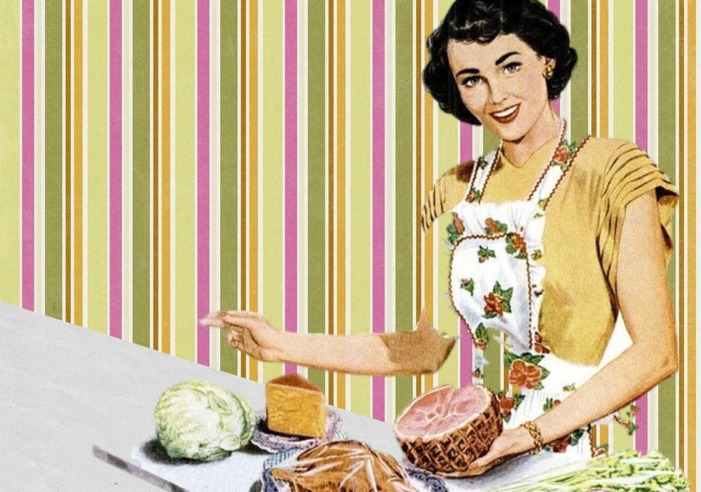 1960s woman retro food